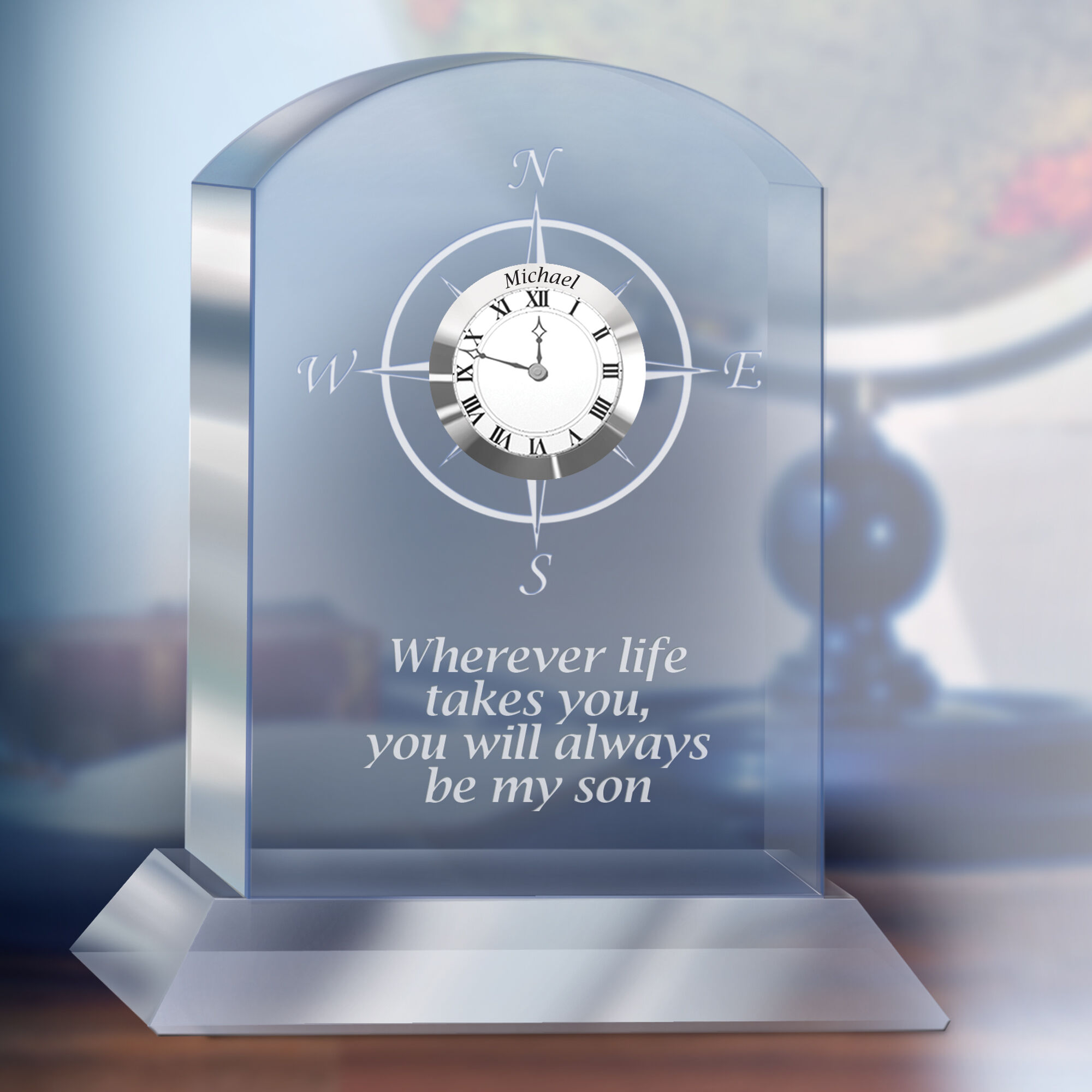 Always My Son Personalized Crystal Desk Clock 4586 0103 m room