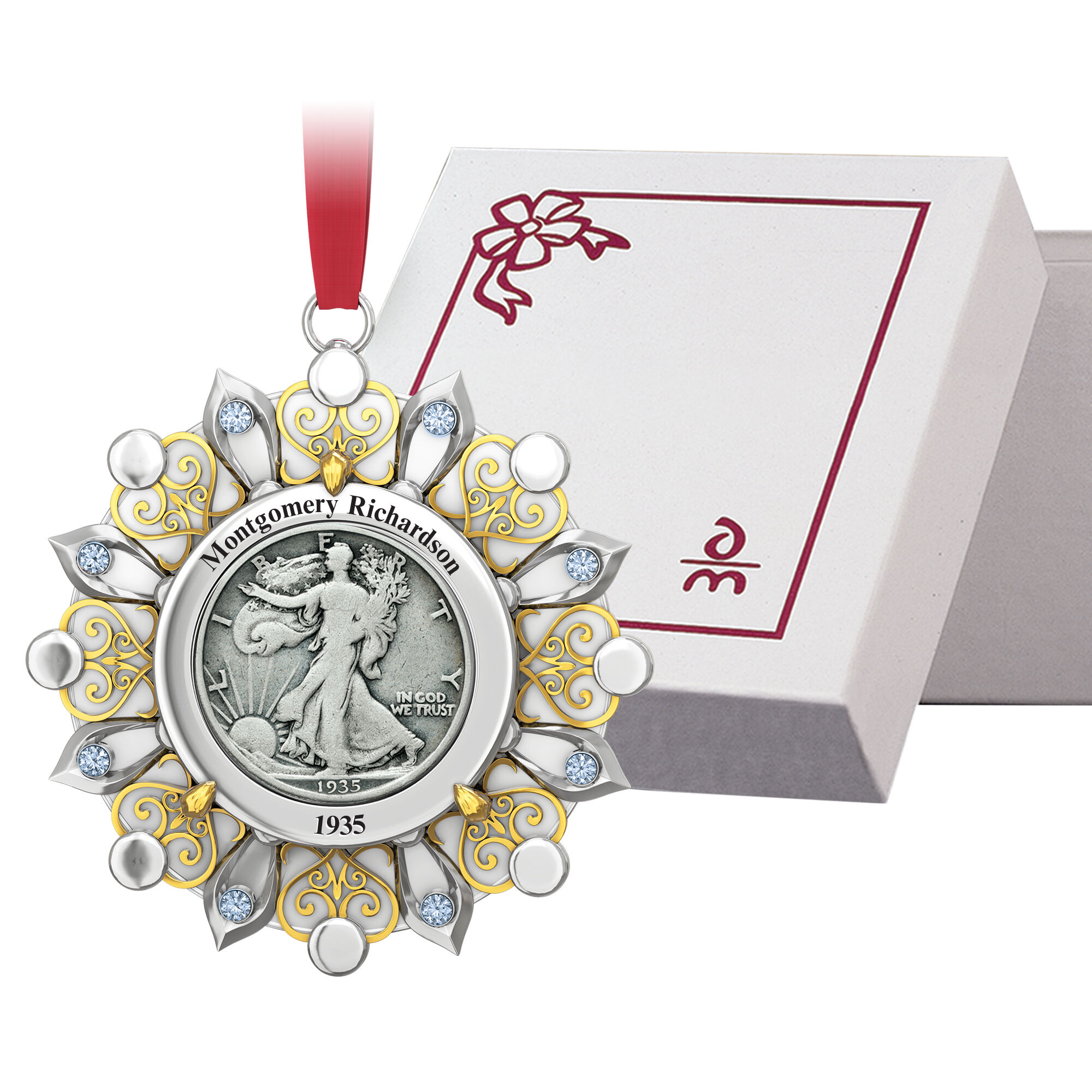 Birth Year Coin Ornament 10400 0013 g gift box