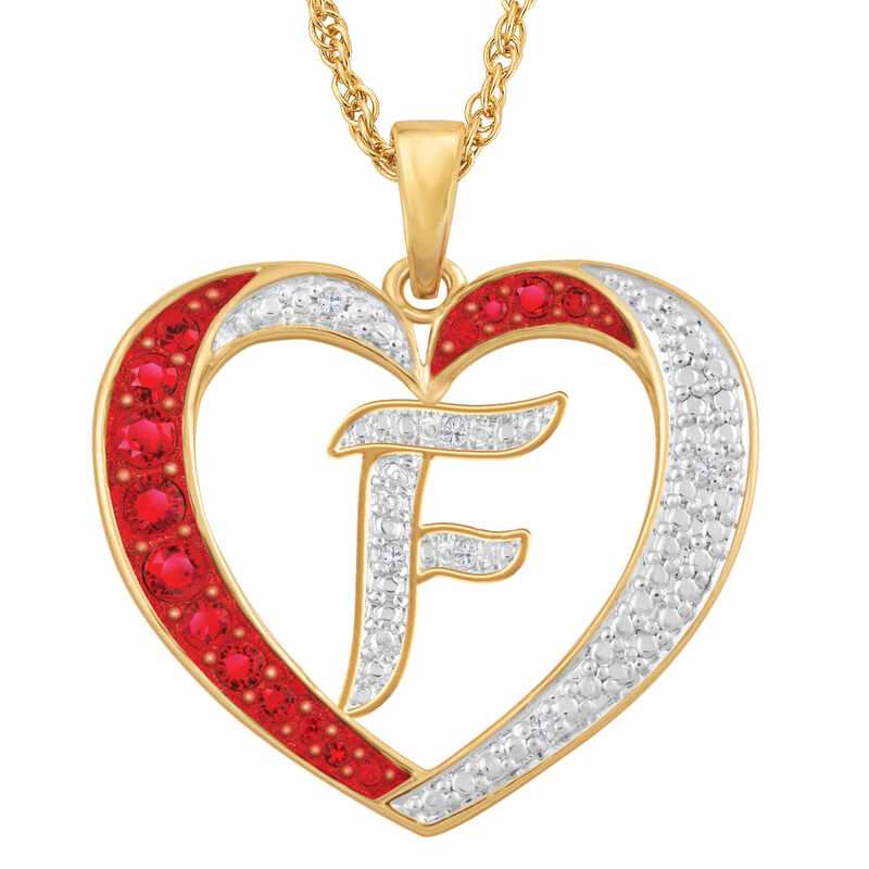 Personalized Diamond Heart Pendant 2300 0011 f initial F