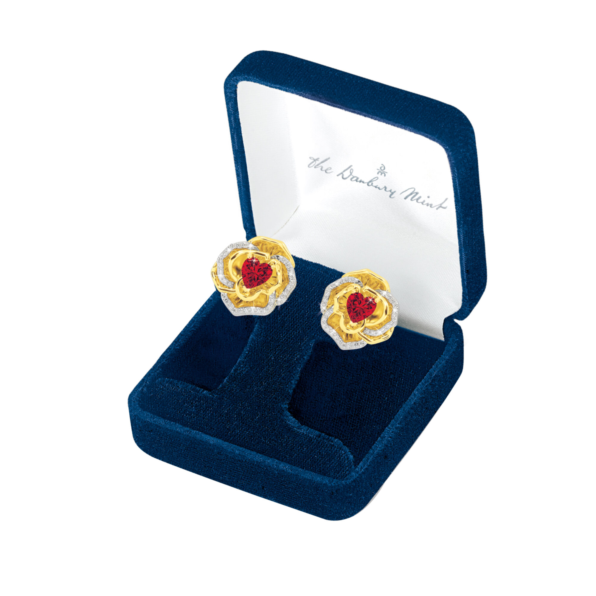Diamond Gemstone Rose Earrings 10559 0012 g gift box