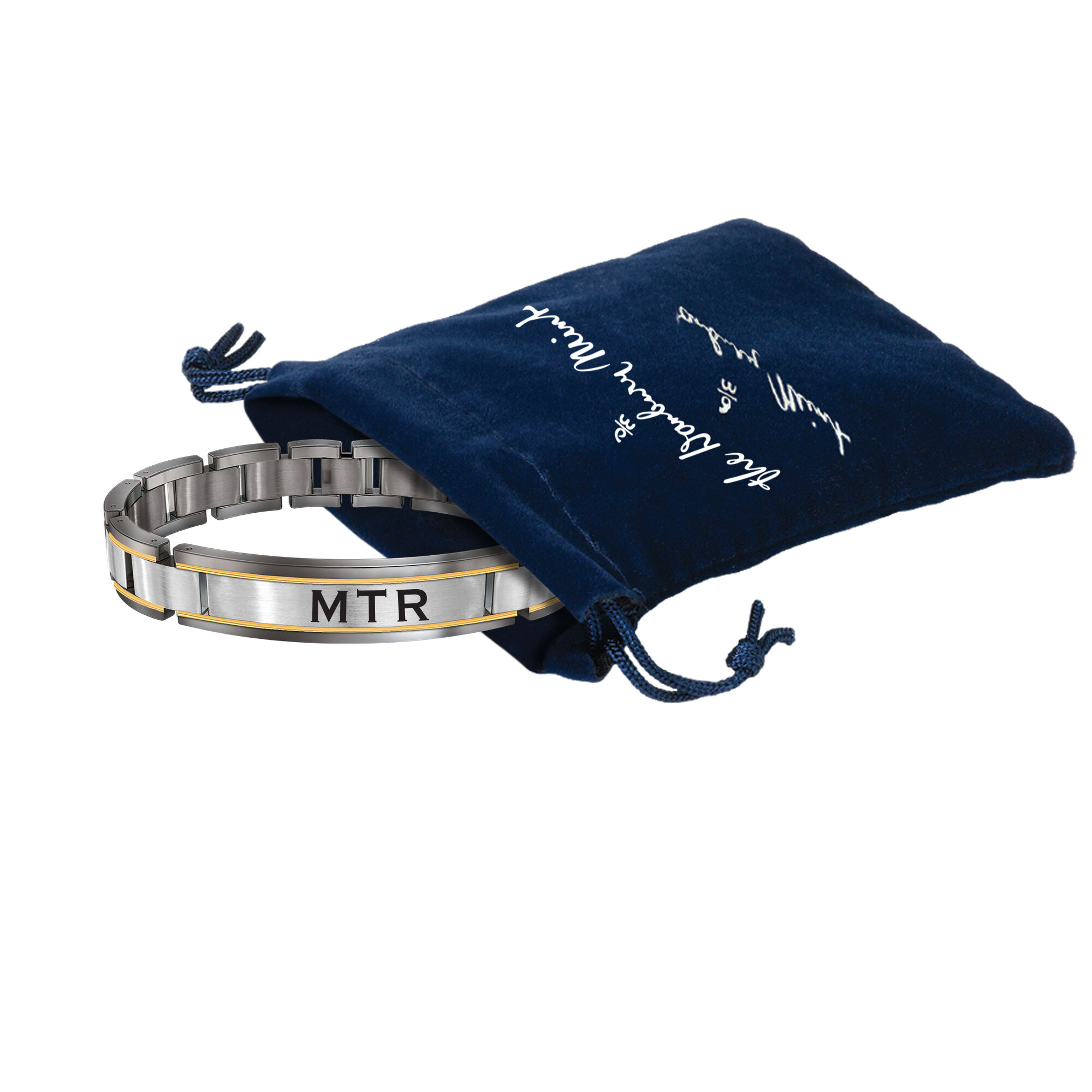 Son Personalized Tri Tone Bracelet 10867 0019 g gift pouch