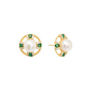 Pearl Simulated Emerald Jewelry Set 11142 1376 b earrings