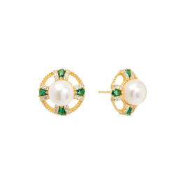 Pearl Simulated Emerald Jewelry Set 11142 1376 b earrings