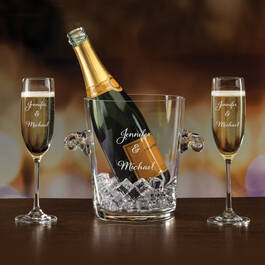 The Personalized Couples Champagne Set 10036 0023 b champagne dark green