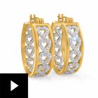 Diamond Hearts Hoop Earrings, , video-thumb