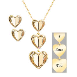 I Love You Diamond Cut Triple Heart Pendant with FREE Matching Earrings 11647 4206 a main