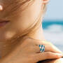 Personalized Blue Ocean Waves Ring FREE Matching Earrings 12161 0026 h model