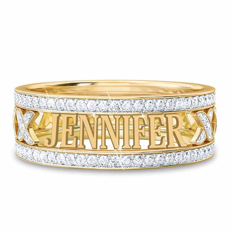 Personalized Diamond Kiss Ring 1918 006 6 1