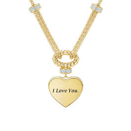 Personalized ILoveYou Golden HeartDiamond Necklace Free Matching Necklace 12277 0050 c back