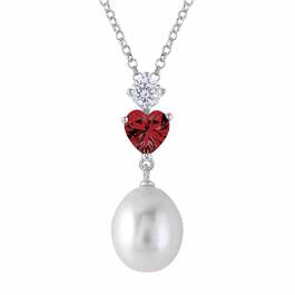 Loves Embrace Pearl and Birthstone Necklace 6588 001 5 10