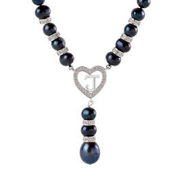 Black Pearl Initial Necklace 11565 0012 c inital