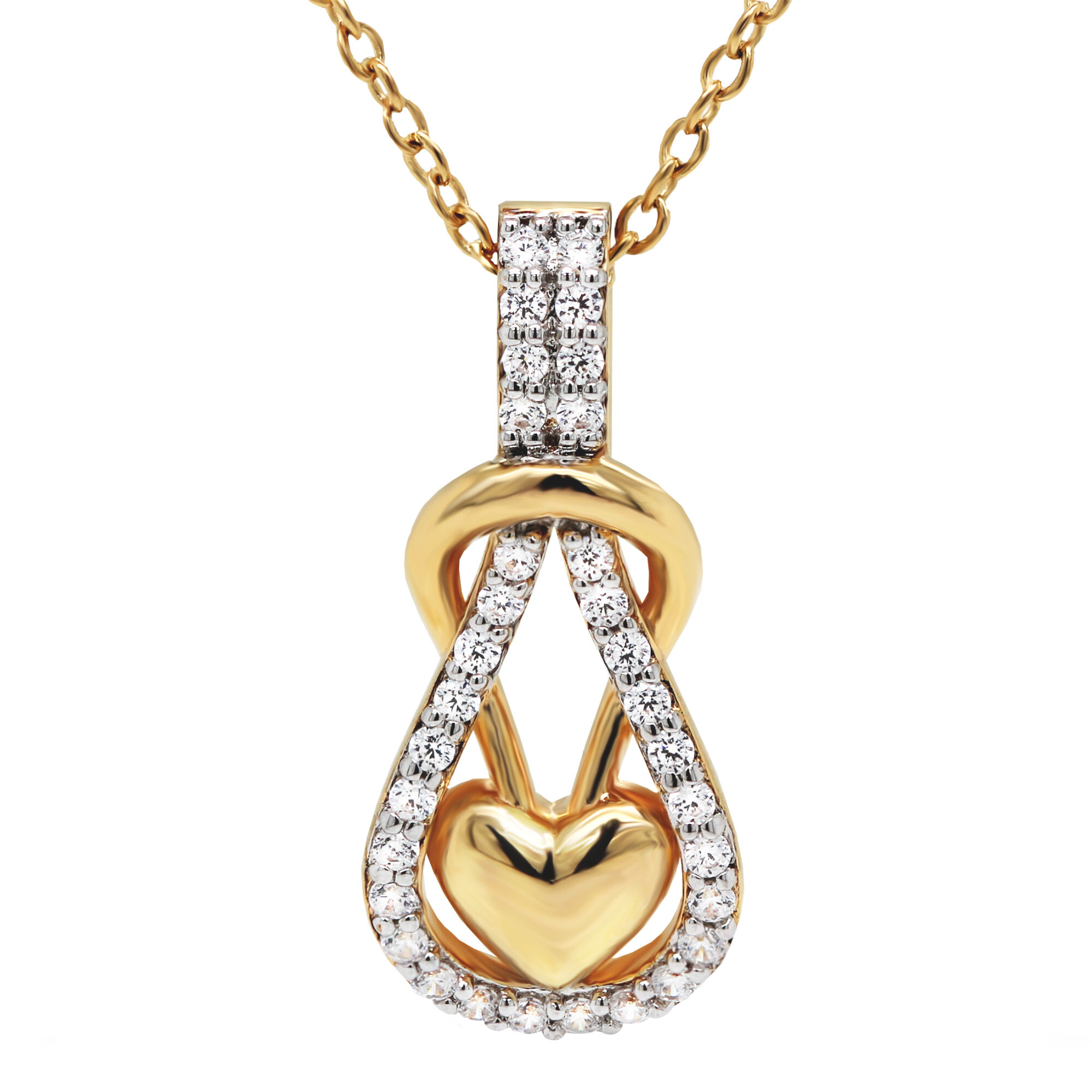 BOVANNI Love Knot Necklace 14K Gold Plated, Heart Knot Pendant Simple Style  Cute Necklace