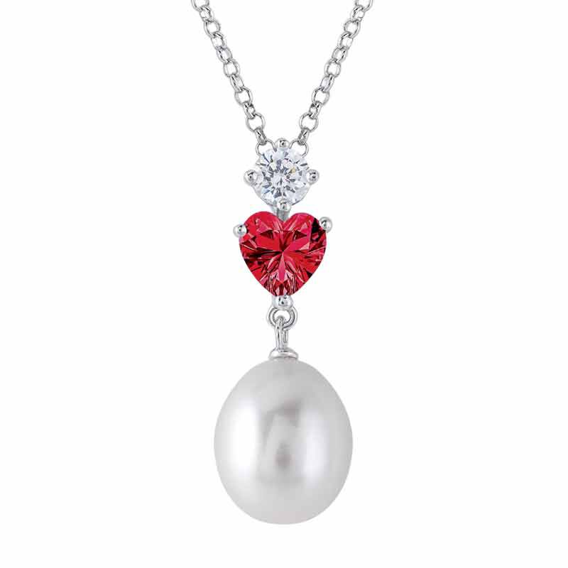 Love's Embrace Pearl and Birthstone Necklace