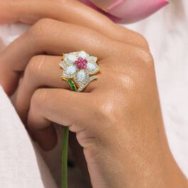 Personalized OpalFire Flower Ring 11769 0016 m model