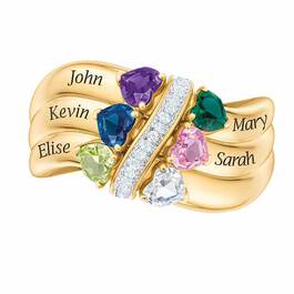 Many Hearts One Family Personalized Birthstone  Diamond Ring 6521 001 5 5