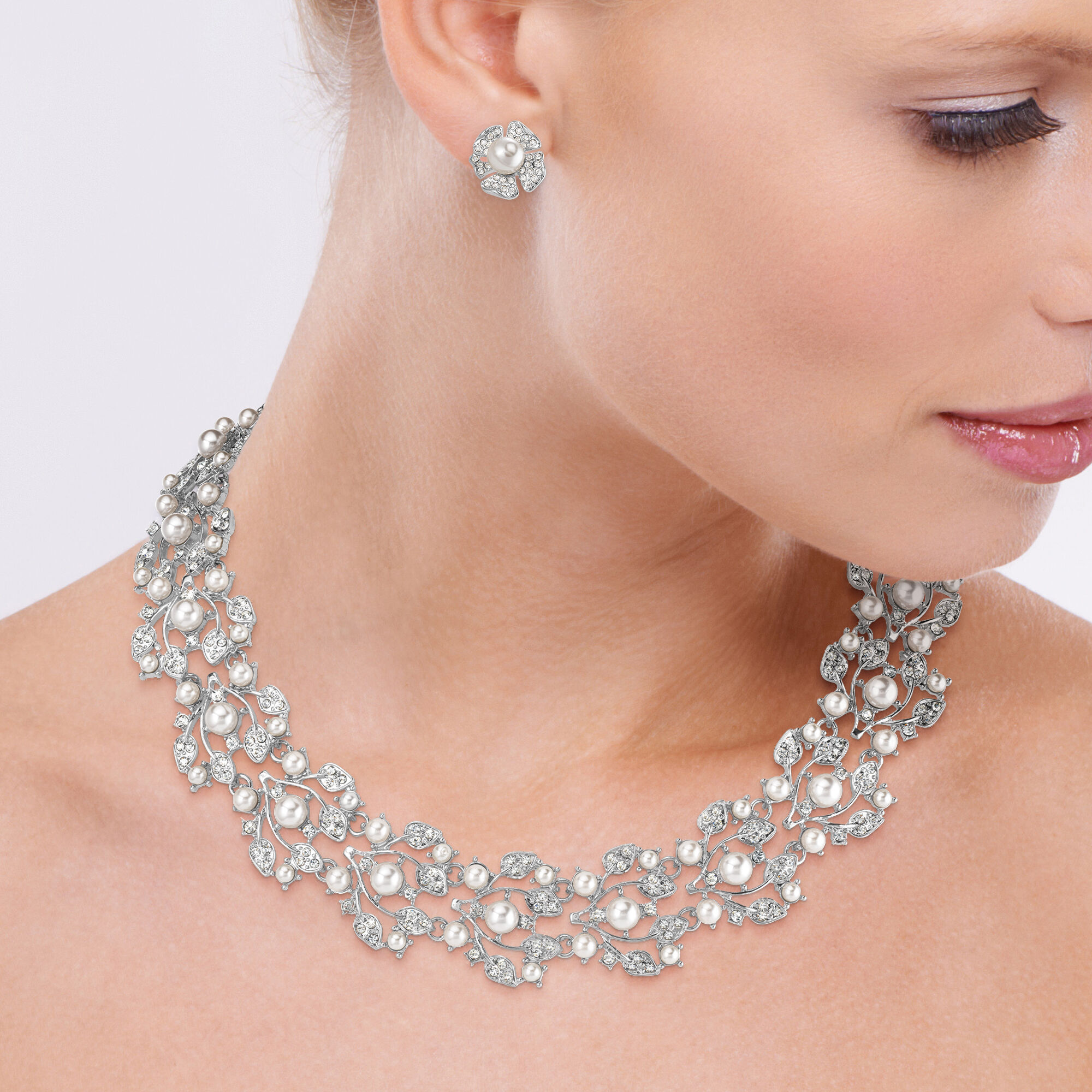 PremierPearl Statement Neck Earrings 11395 0018 m model