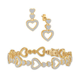Golden Hearts Bracelet Earring Set 10047 0012 a main