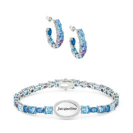 Blue Wave Crystal Bracelet with FREE Matching Earrings 11987 0012 a main