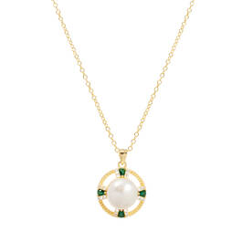Pearl Simulated Emerald Jewelry Set 11142 1376 e pendant