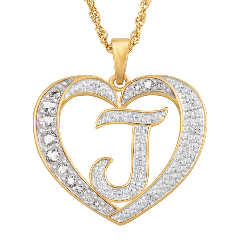Personalized Birthstone Diamond Initial Heart Pendant 10575 0012 d april j