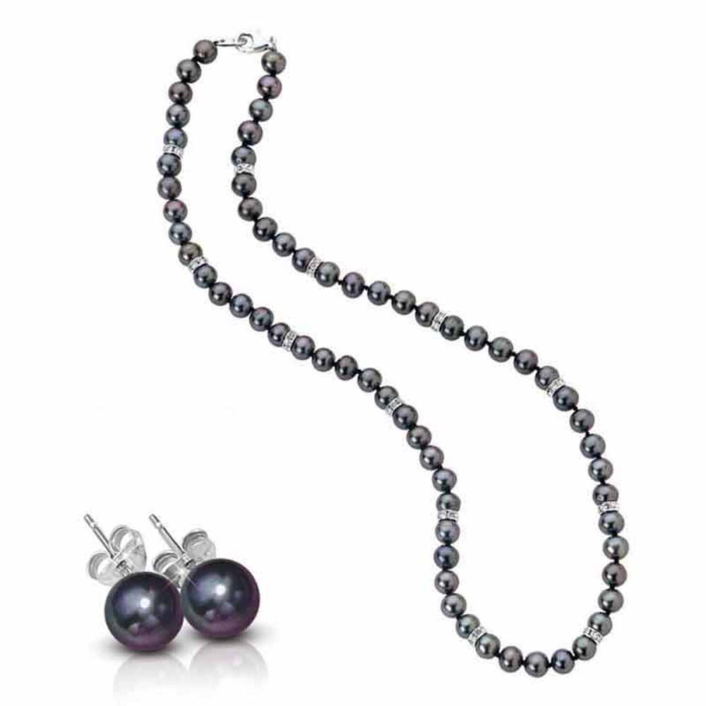 Beaded Violet Crystal /& Pearl Necklace andor Earrings