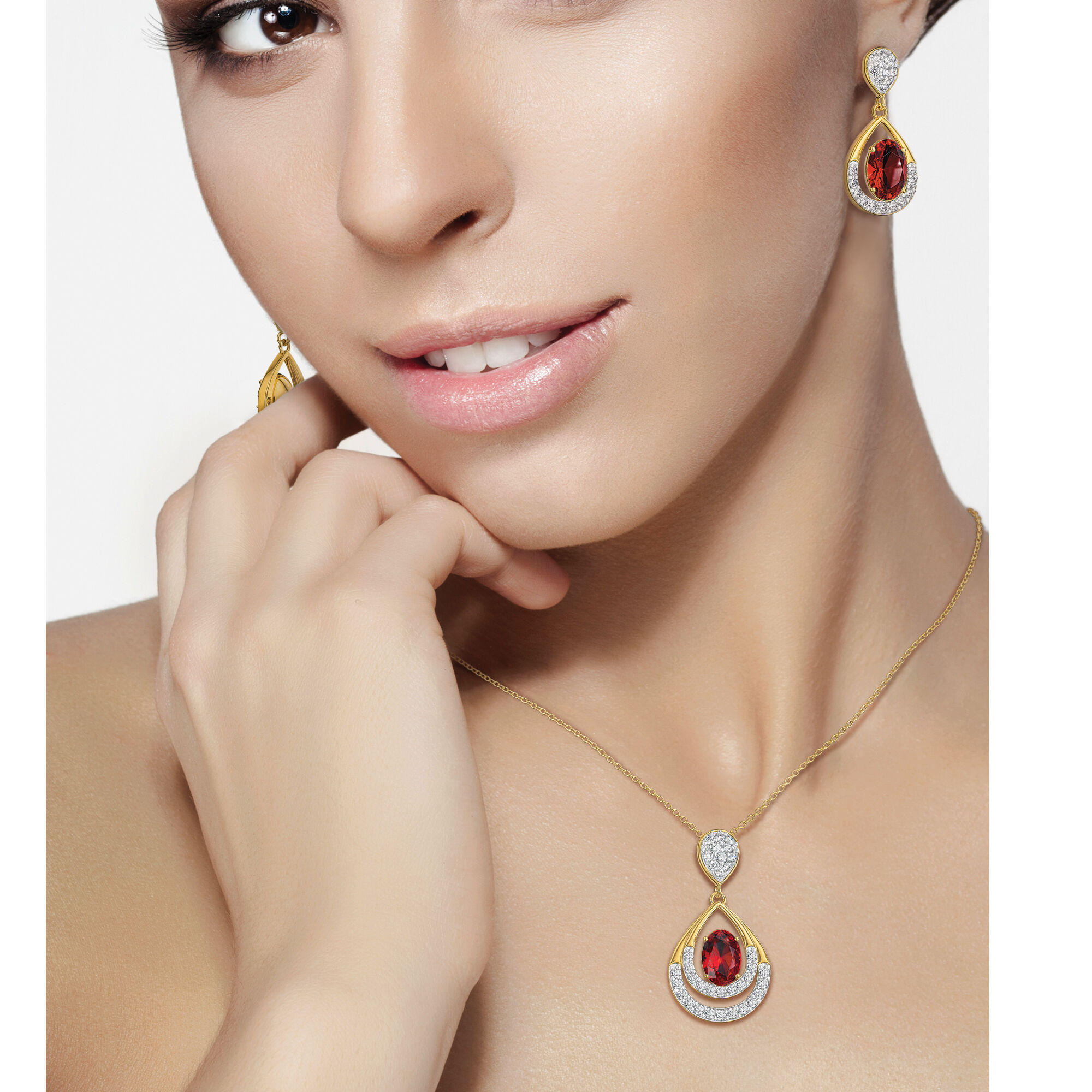 Birthstone Necklace Earring Set 6930 0010 n model