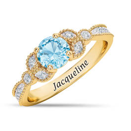 Personalized Genuine Birthstone Diamond Ring 11160 0011 c march