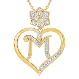 Personalized Diamond Rose Pendant 10663 0015 b initial M