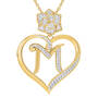 Personalized Diamond Rose Pendant 10663 0015 b initial M