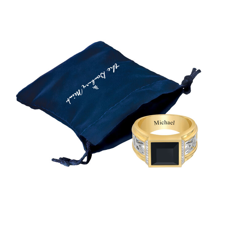 The Personalized Diamond Onyx Ring 10412 0019 g gift pouch