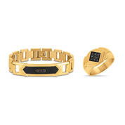 Gentlemans Classic Black Diamond Ring and Bracelet Set 11645 0016 a main