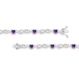 Genuine Amethyst Sterling Silver Mom Bracelet 11142 1681 c clasp