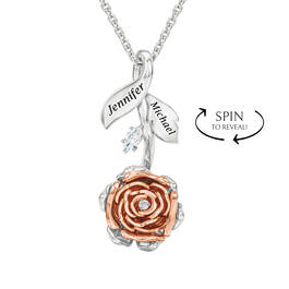 The Blooming Rose Diamond Secret Message Pendant 12251 0019 c back