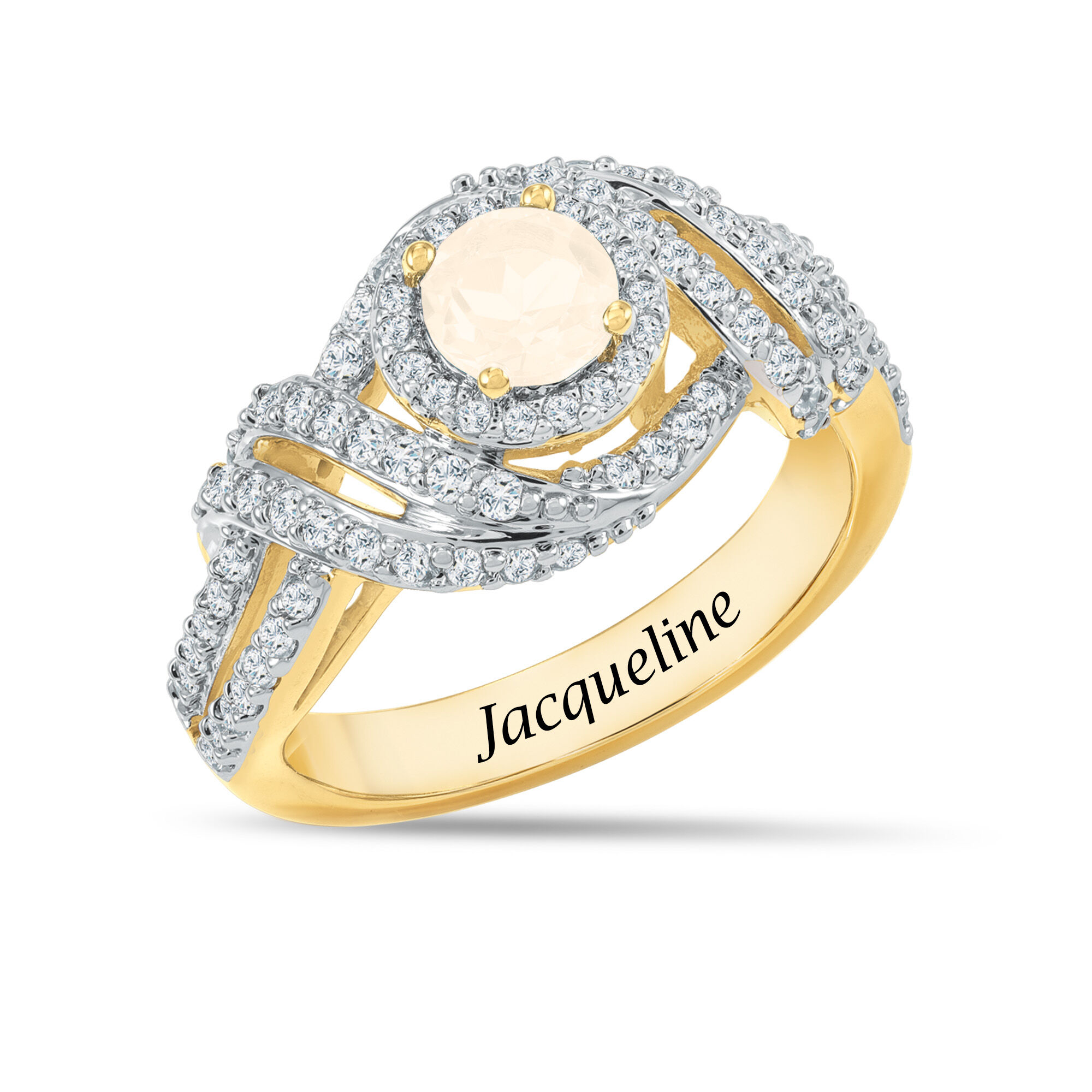 Personalized Genuine Birthstone Swirl Ring