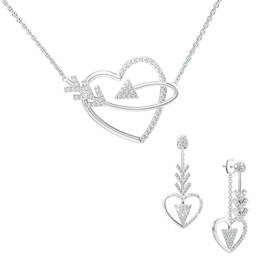 Cupids Embrace Sterling Silver Necklace with Free Matching Earrings 12199 0014 a main