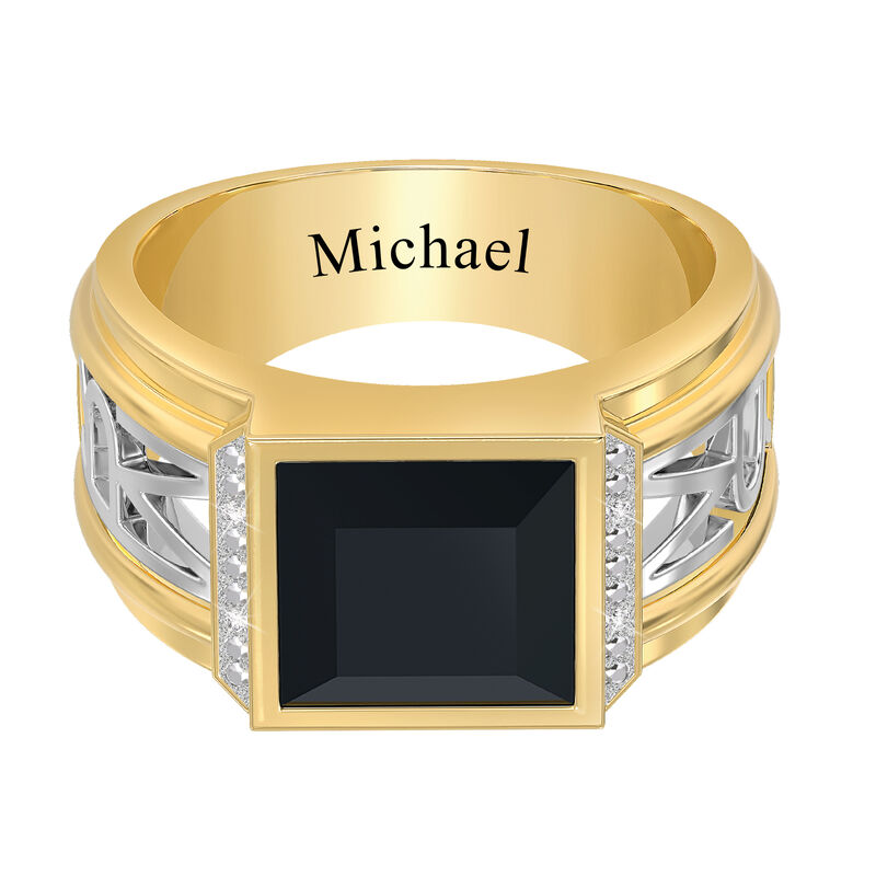 The Personalized Diamond Onyx Ring 10412 0019 b front
