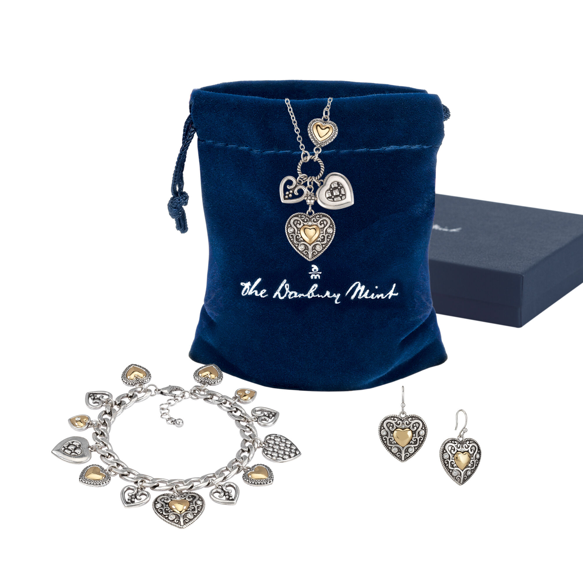 The Enchanted Heart Charm Bracelet with FREE Matching Pendant Earrings