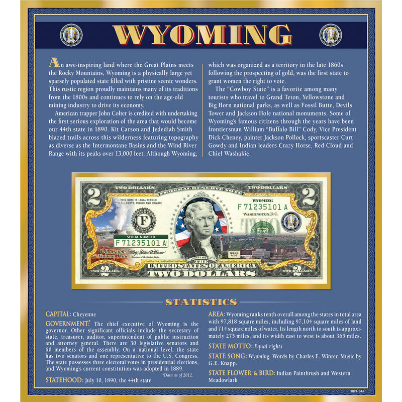 The United States Enhanced Two Dollar Bill Collection 6448 0031 a Wyoming