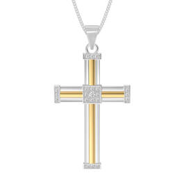 Diamond Devotion Gold Silver Mens Cross Pendant 10362 0019 a main