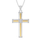 Diamond Devotion Gold Silver Mens Cross Pendant 10362 0019 a main