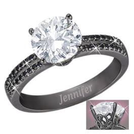 Black and White Solitaire Ring 6949 9697 a main