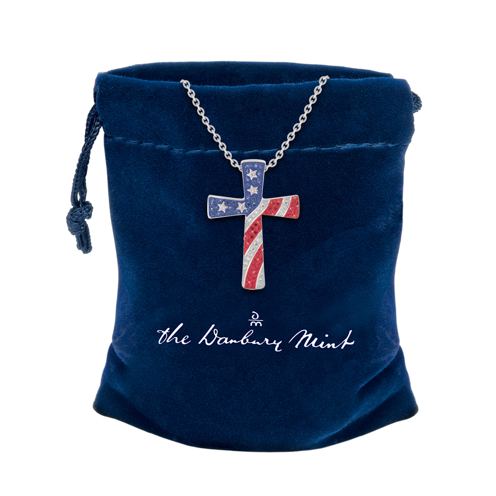 God Bless America Cross Pendant 10198 0019 g gift pouch