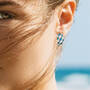 Blue Ocean Waves Earrings, Personalized Blue Ocean Waves Ring FREE Matching Earrings 12161 0034 i model