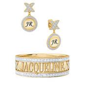 Personalized Diamond Kiss Ring with Free Earrings 1918 0157 a main