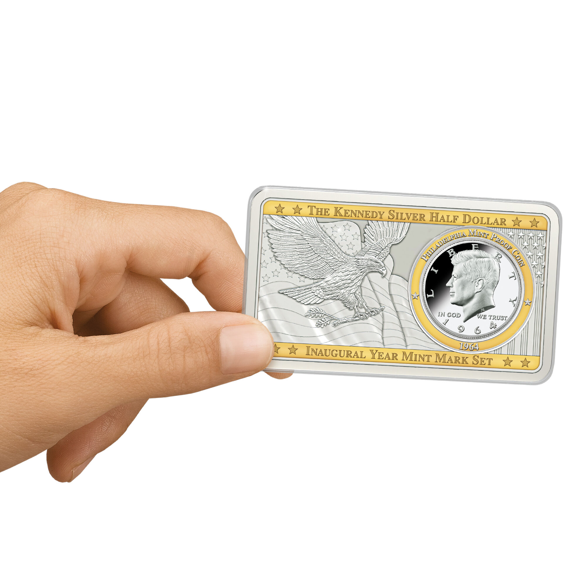 The Kennedy Silver Half Dollar Inaugural Year Mint Mark Set 10646 0017 e handshot