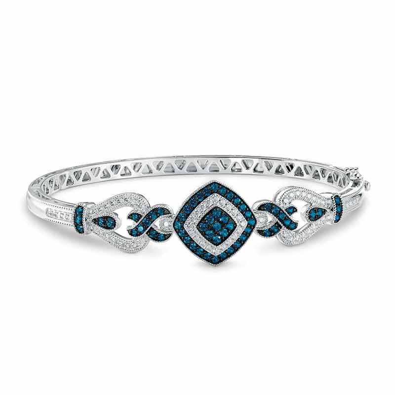 Amazon.com: Diamond Wish Sterling Silver Trillion-cut London-Blue Topaz and  Halo Diamond Bypass Bangle Bracelet (3.75ct TGW): Clothing, Shoes & Jewelry