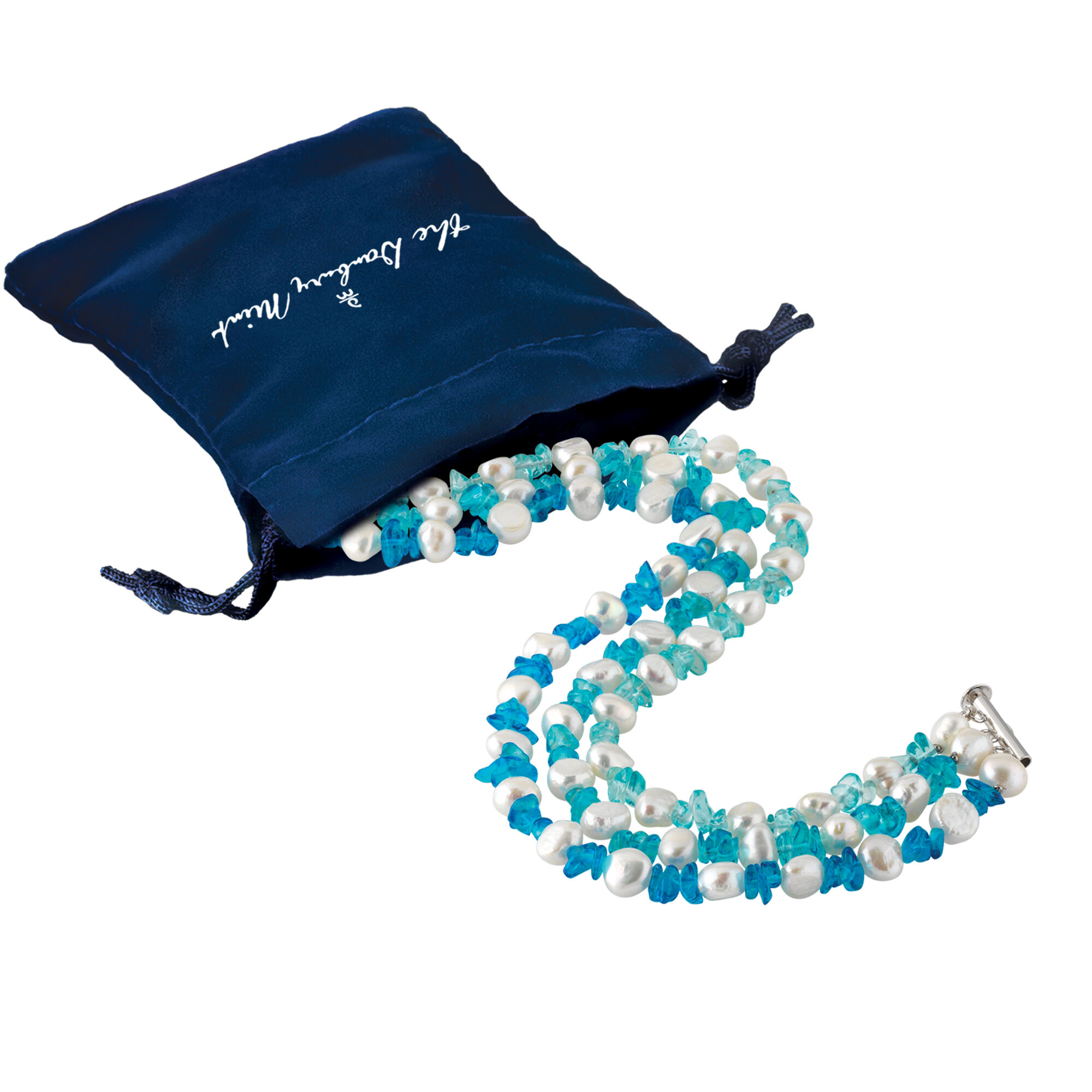 Blue Wave Pearl Necklace 6748 0012 g gift pouch