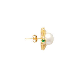 Pearl Simulated Emerald Jewelry Set 11142 1376 c earringside