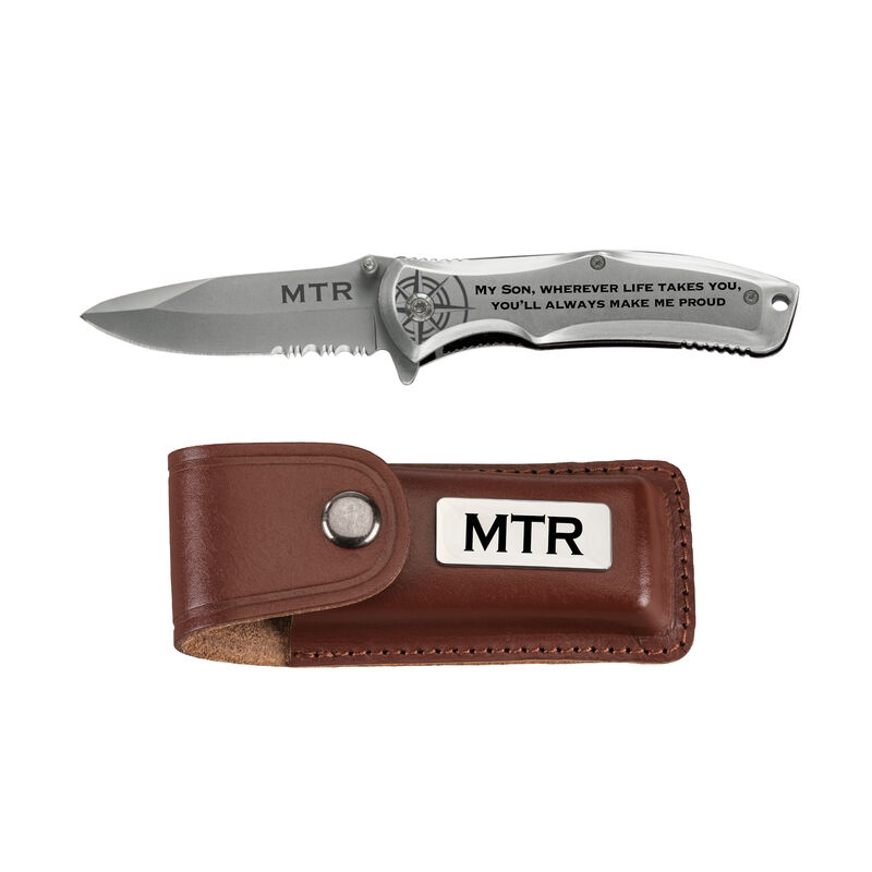 For My Son Engraved Pocket Knife with Leather Holder 10503 0019 a main