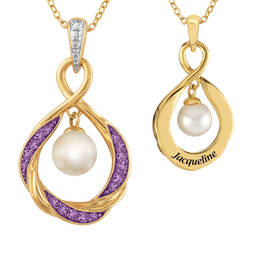 Personalized Pearl Birthstone Pendant 6901 0023 b february